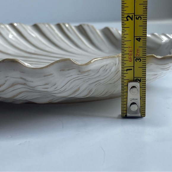 Scallop Shell Plate Trinket Dish 7.5” Ceramic Ivory Realistic Candy Decor New - Picture 8 of 16